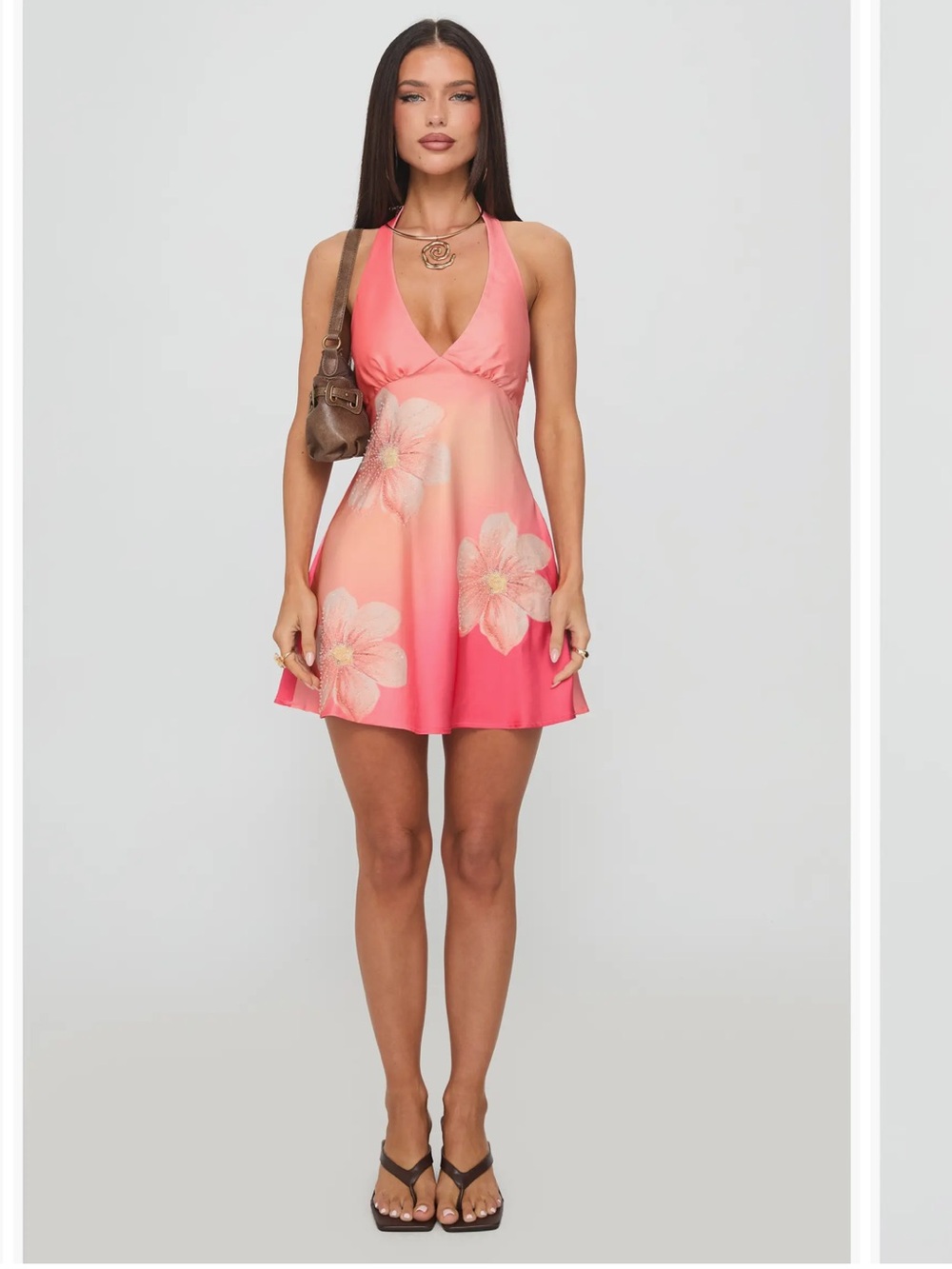 Nwt princess Polly Laleisa Floral Beaded Halter Minidress